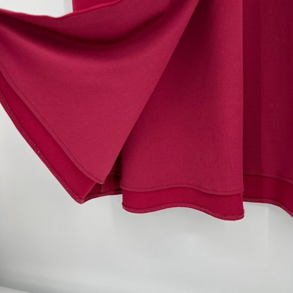 Thread Bridesmaid Size 4 Cap Sleeve Open-Back Trumpet Gown Front Slit Burgundy - Picture 6 of 12